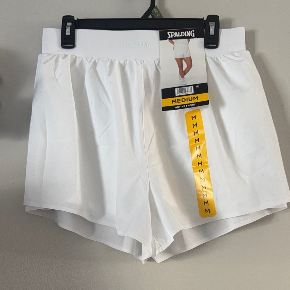 Spalding Women's White Athletic Shorts with Elastic Waistband